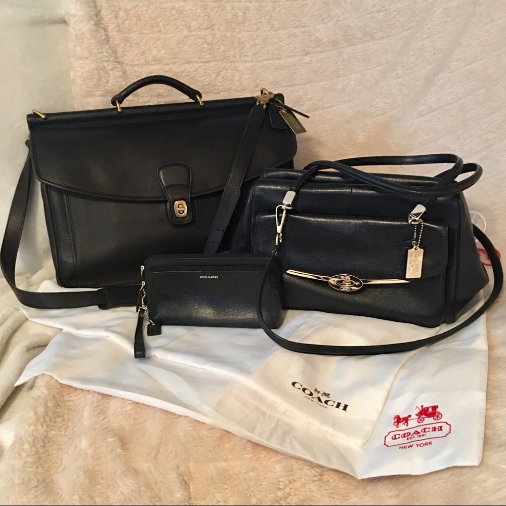 COACH BAG, CLUTCH WALLET & LAPTOP BAG MATCHING SET (BLACK)